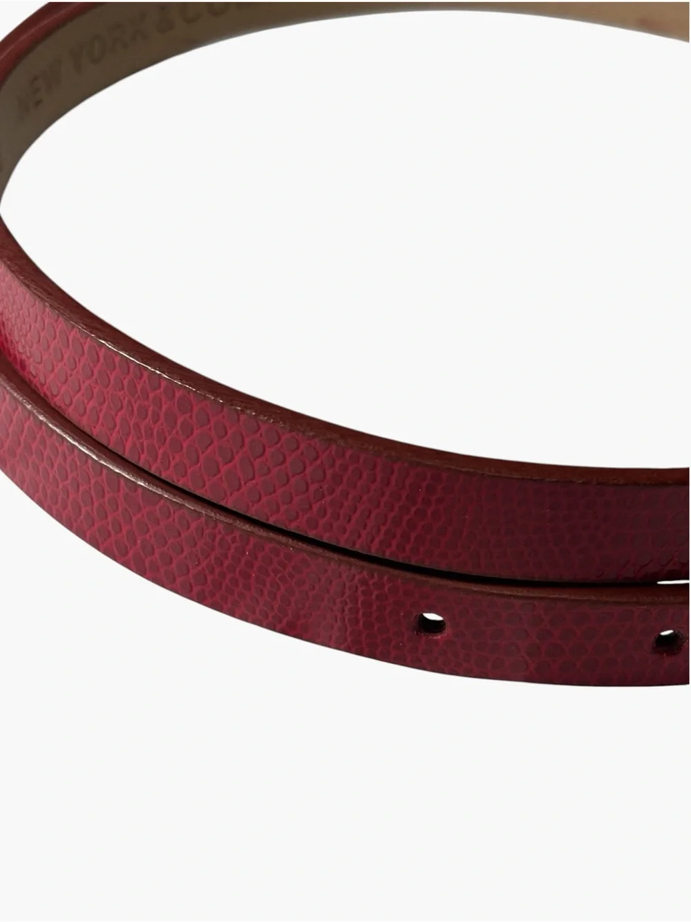 New York & Company Red Snakeskin Adjustable Belt Size S/M